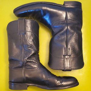 Vintage Black Leather Roper Boots by Justin - Womens 8-1/2